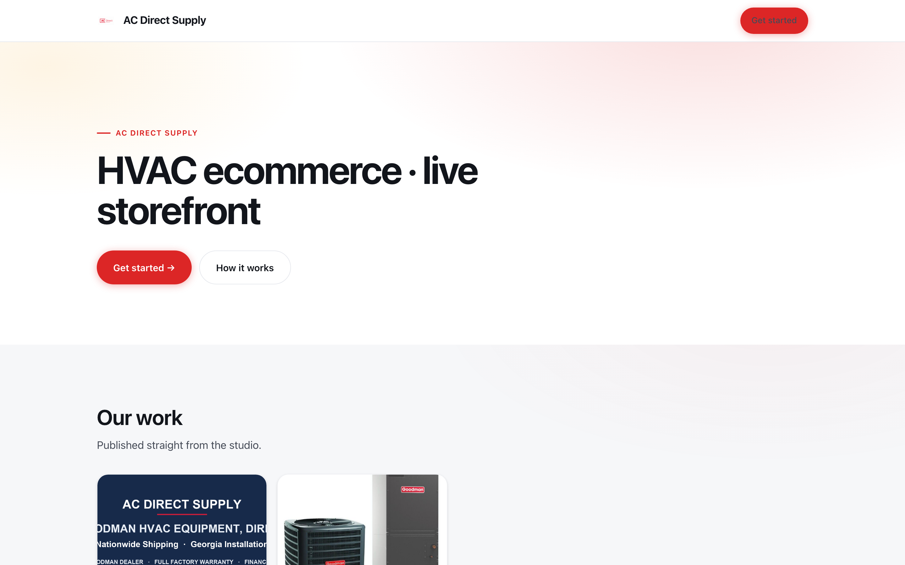 A customer-facing site generated by the public-site projection, rendered entirely from leak-guarded platform data
